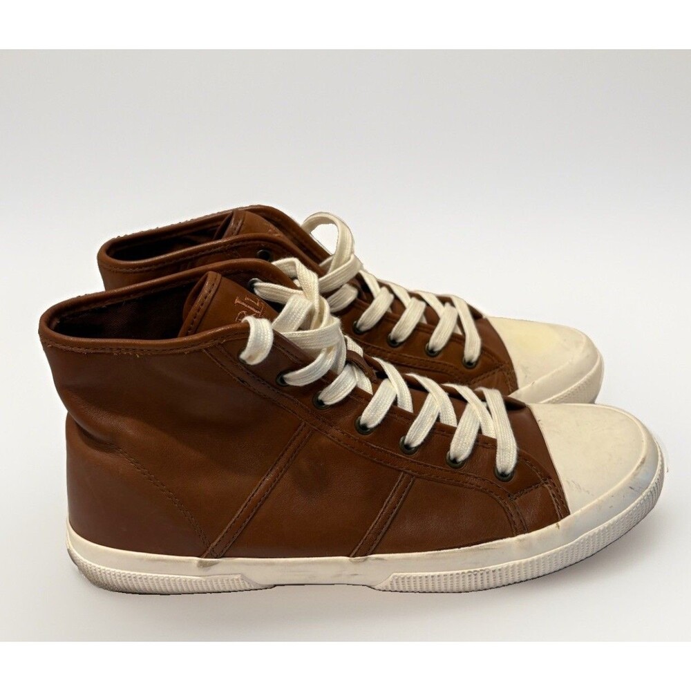 Ralph Lauren January Brown high top leather sneakers shoes size 11
